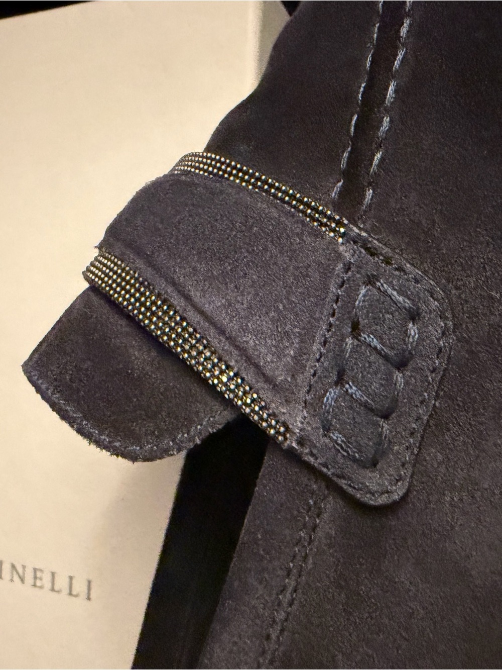 Brunello Cucinelli navy suede Women's Penny loafer - Picture 6 of 16